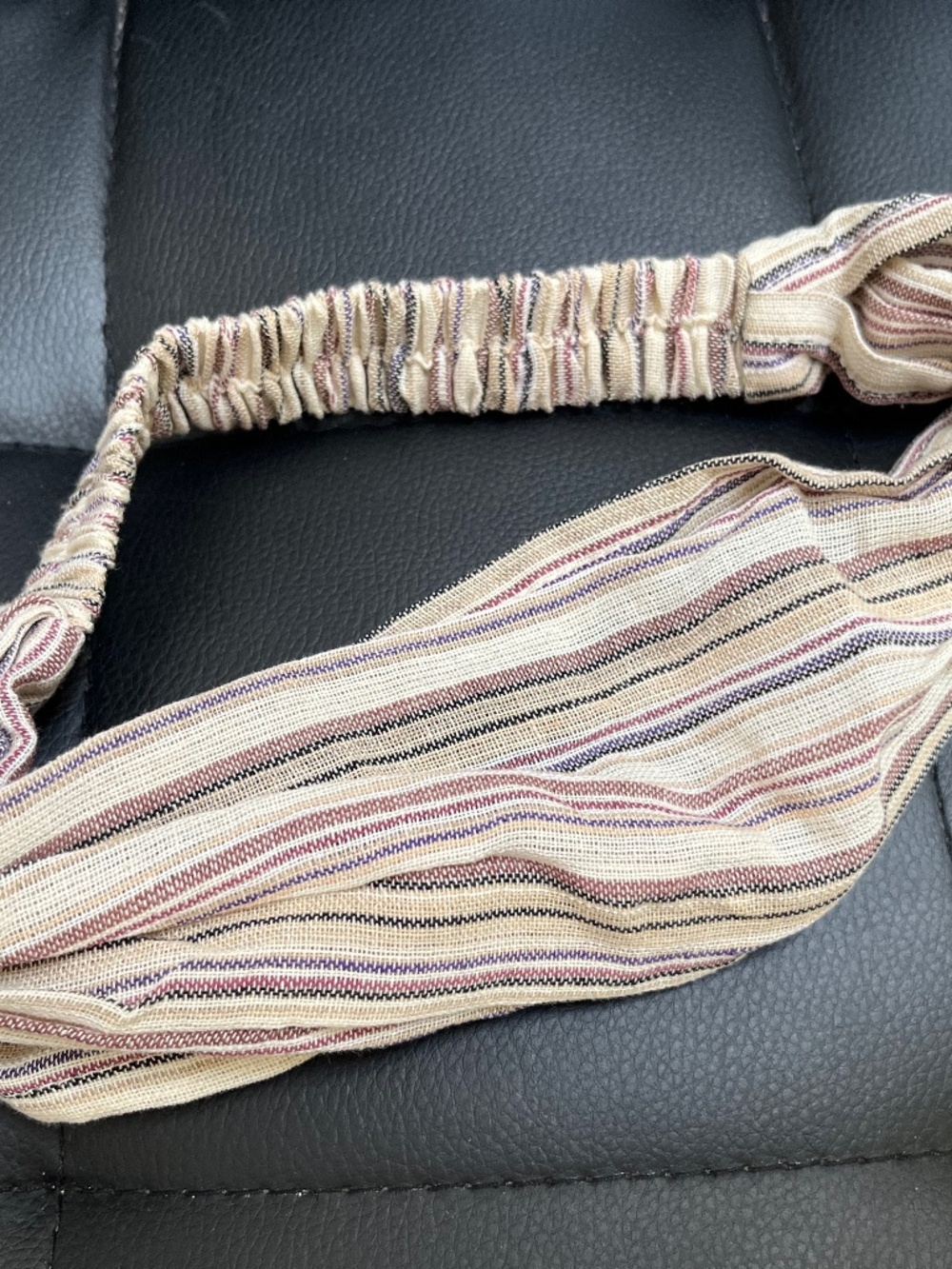 Ivory & Beige Striped Cloth Headband